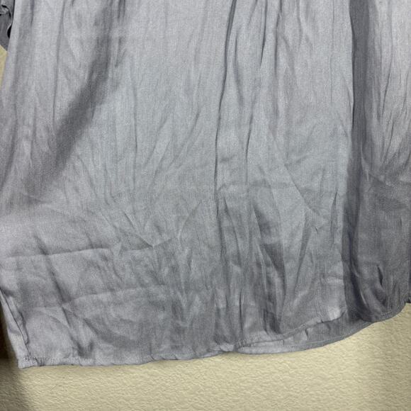Express Womens XS Silver Gray Blouse Blouson Sleeves Career Casual Flowy - Picture 3 of 7